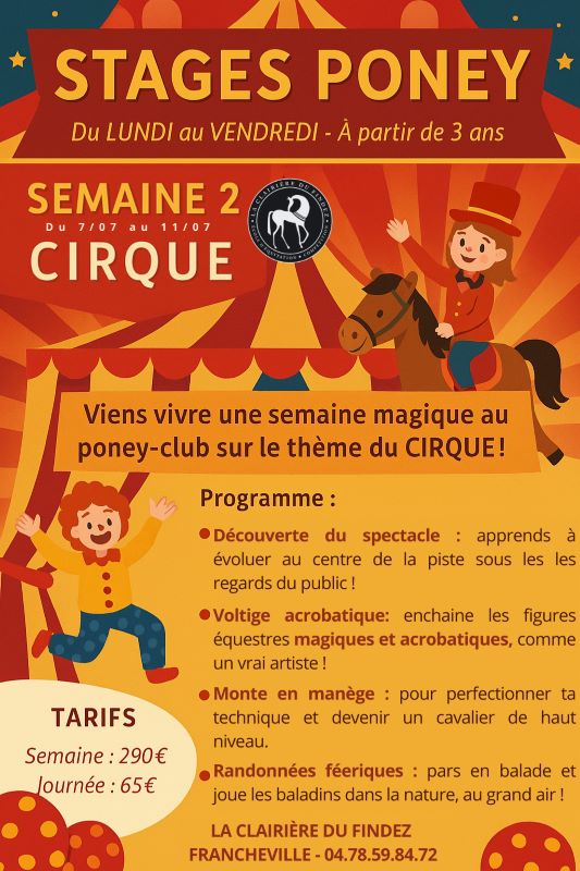 Stage d'équitation à Poney à La Clairière du Findez