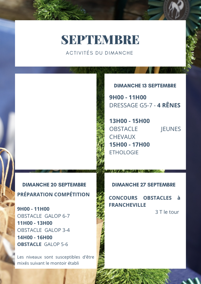 ACTIVITÉS SEPTEMBRE affiche stage à poney